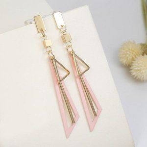 3/$20 Pink & Gold Triangle Dangle Earrings
